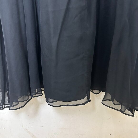 Aidan Mattox 100% Silk Long Black Maxi Dress Evening Gown Wedding Chiffon Beaded - Picture 7 of 15